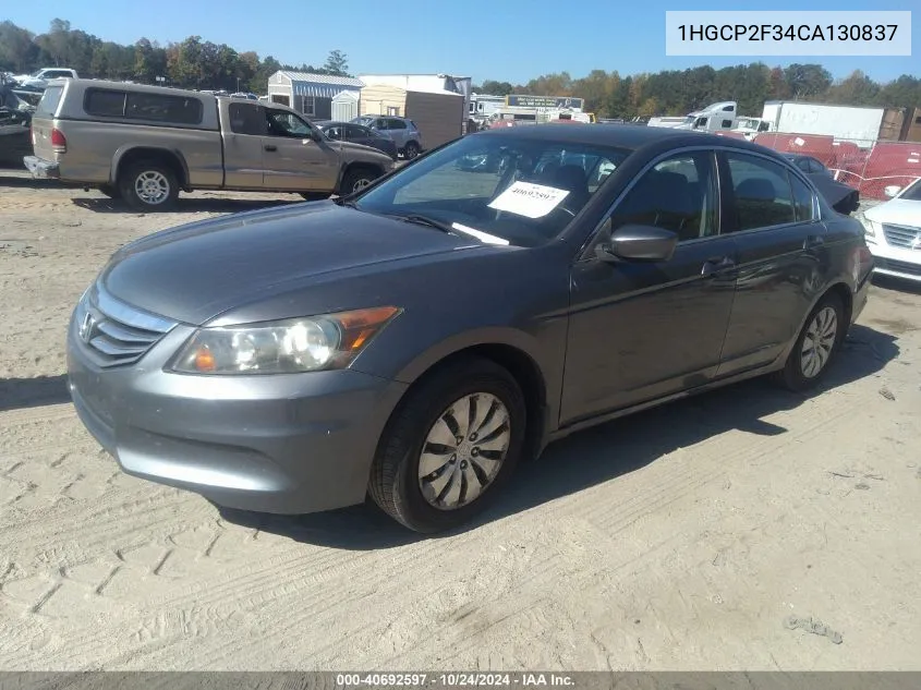 2012 Honda Accord 2.4 Lx VIN: 1HGCP2F34CA130837 Lot: 40692597