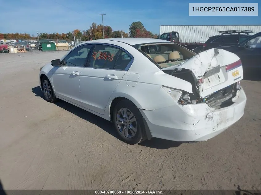 2012 Honda Accord 2.4 Se VIN: 1HGCP2F65CA017389 Lot: 40700658