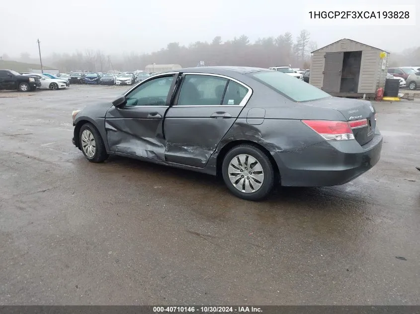 2012 Honda Accord 2.4 Lx VIN: 1HGCP2F3XCA193828 Lot: 40710146