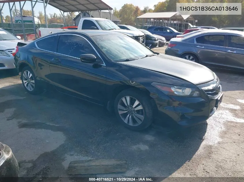 2012 Honda Accord 2.4 Lx-S VIN: 1HGCS1B36CA013646 Lot: 40716521