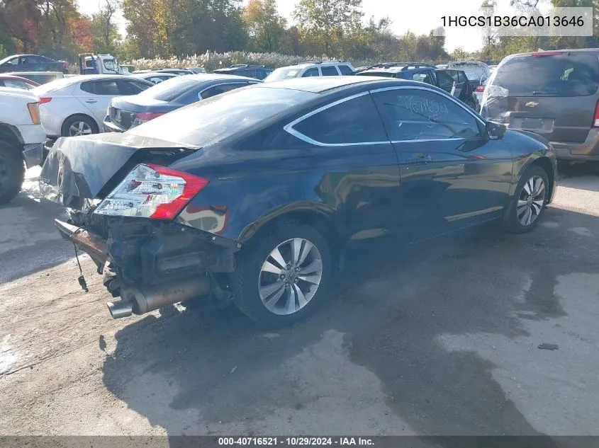 2012 Honda Accord 2.4 Lx-S VIN: 1HGCS1B36CA013646 Lot: 40716521