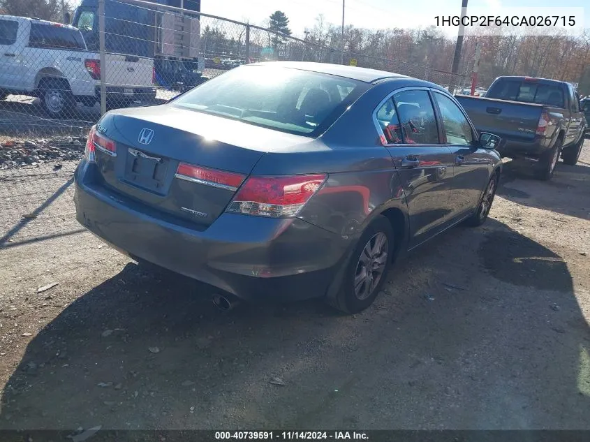 2012 Honda Accord 2.4 Se VIN: 1HGCP2F64CA026715 Lot: 40739591