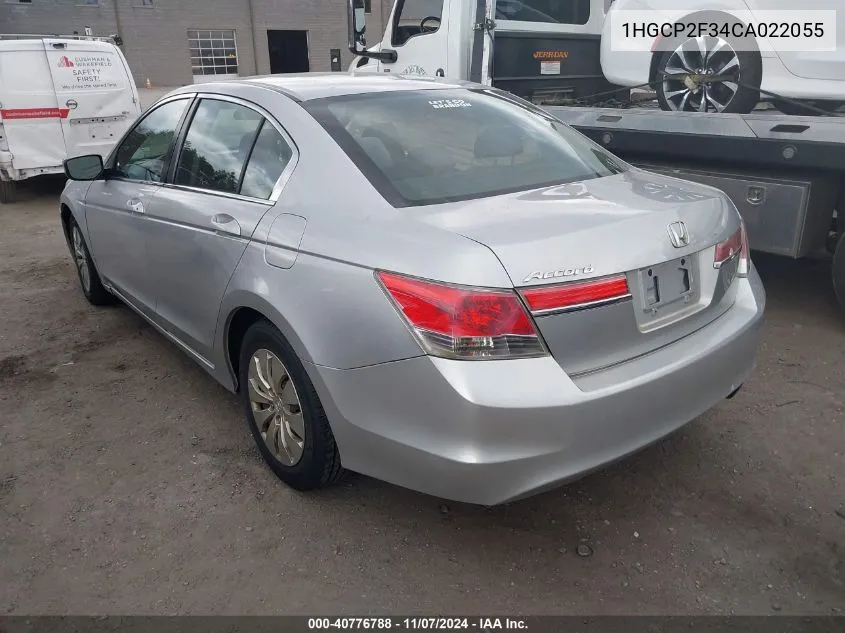 2012 Honda Accord 2.4 Lx VIN: 1HGCP2F34CA022055 Lot: 40776788