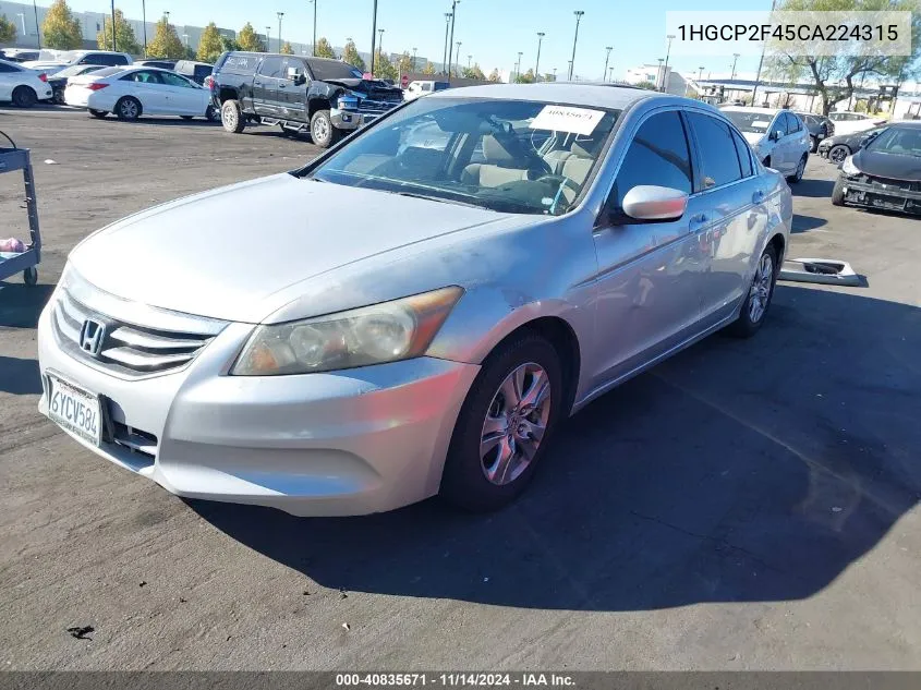 2012 Honda Accord 2.4 Lx-P VIN: 1HGCP2F45CA224315 Lot: 40835671