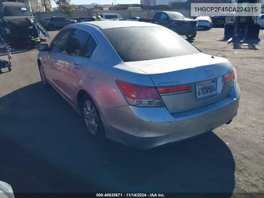 2012 Honda Accord 2.4 Lx-P VIN: 1HGCP2F45CA224315 Lot: 40835671