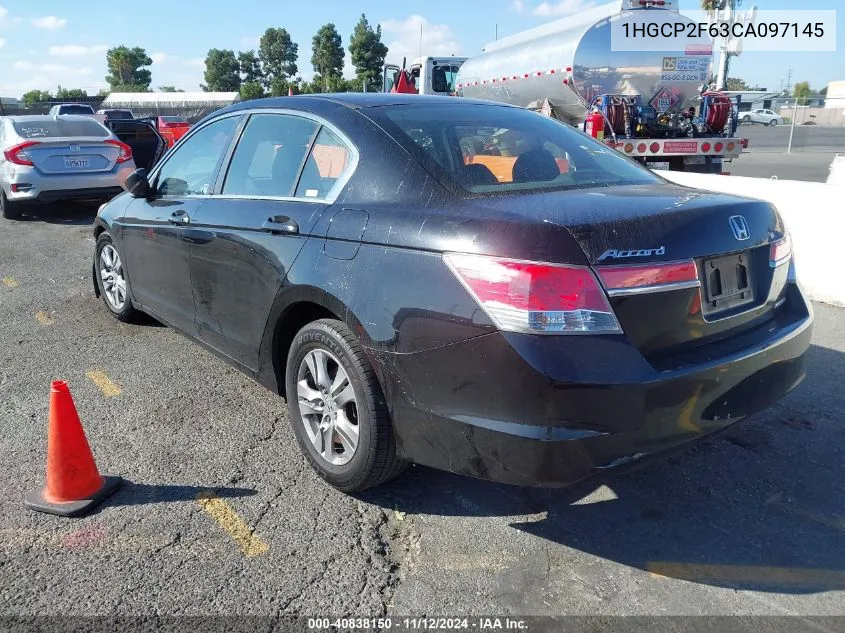 2012 Honda Accord 2.4 Se VIN: 1HGCP2F63CA097145 Lot: 40838150