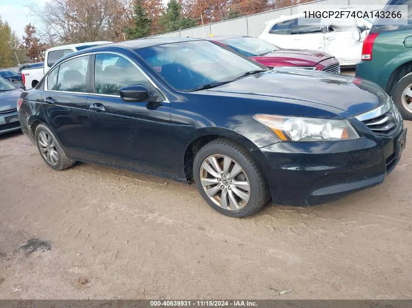 2012 Honda Accord 2.4 Ex VIN: 1HGCP2F74CA143266 Lot: 40839931