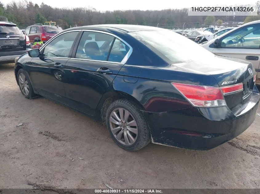 2012 Honda Accord 2.4 Ex VIN: 1HGCP2F74CA143266 Lot: 40839931