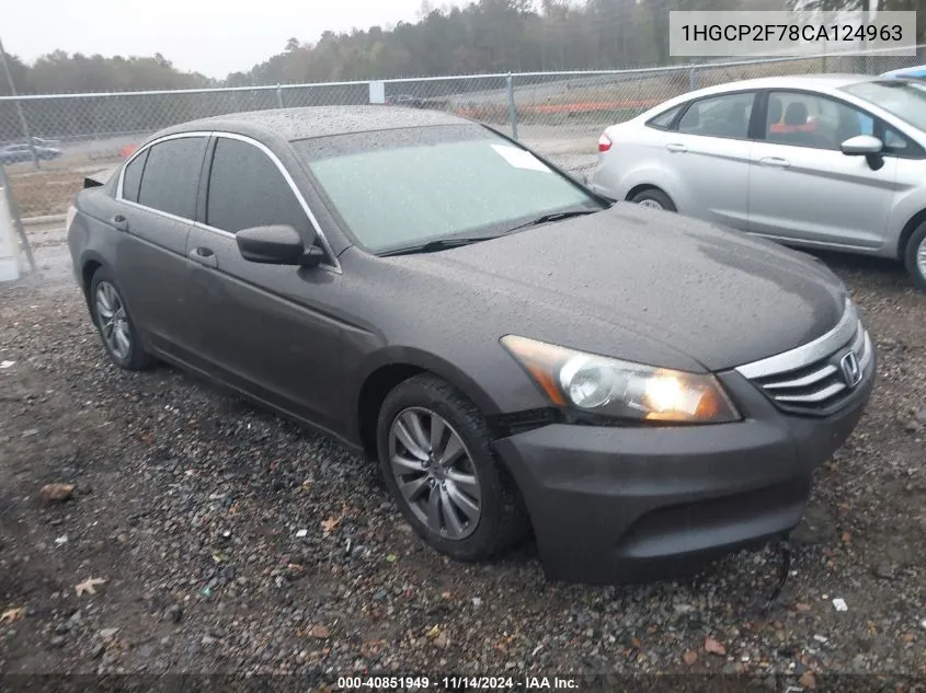 2012 Honda Accord 2.4 Ex VIN: 1HGCP2F78CA124963 Lot: 40851949