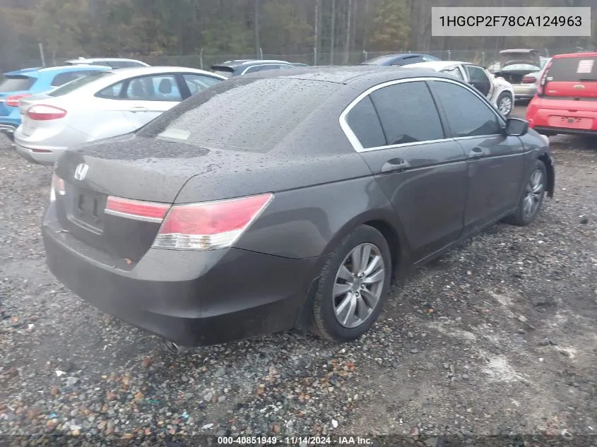 2012 Honda Accord 2.4 Ex VIN: 1HGCP2F78CA124963 Lot: 40851949