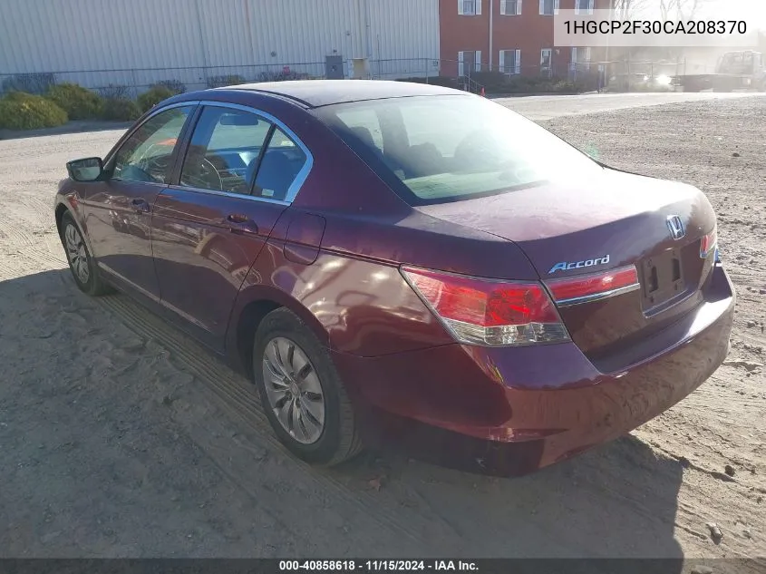 2012 Honda Accord 2.4 Lx VIN: 1HGCP2F30CA208370 Lot: 40858618