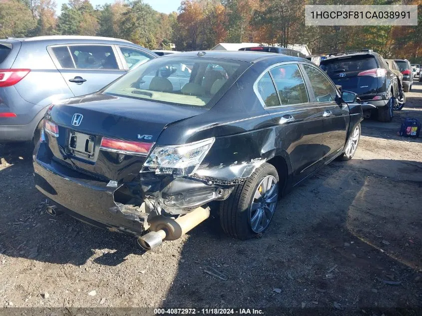 2012 Honda Accord Exl VIN: 1HGCP3F81CA038991 Lot: 40872972