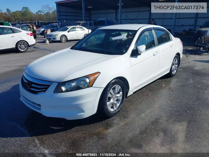 2012 Honda Accord 2.4 Se VIN: 1HGCP2F63CA017374 Lot: 40875683