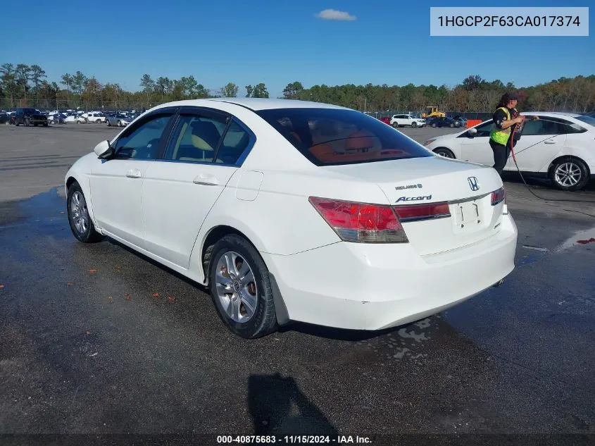 2012 Honda Accord 2.4 Se VIN: 1HGCP2F63CA017374 Lot: 40875683