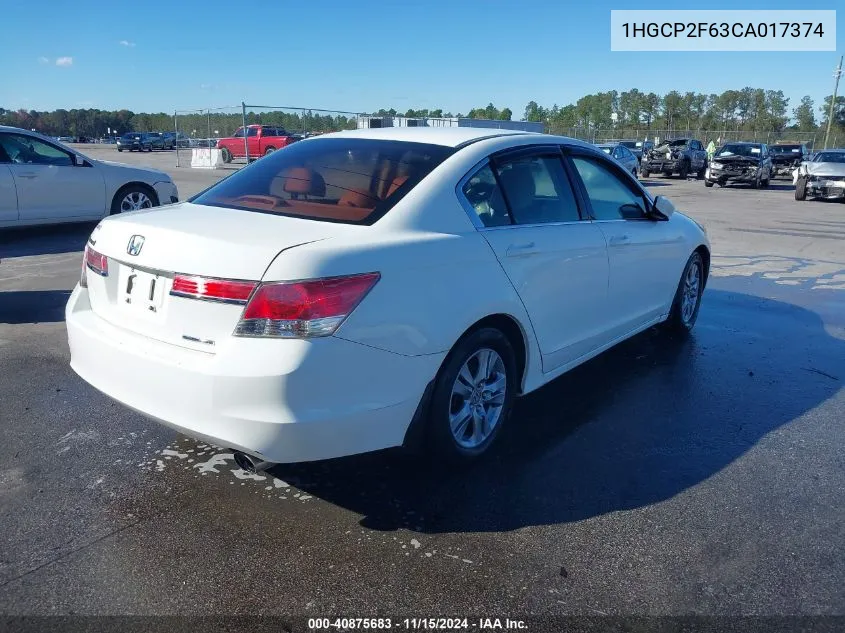 2012 Honda Accord 2.4 Se VIN: 1HGCP2F63CA017374 Lot: 40875683