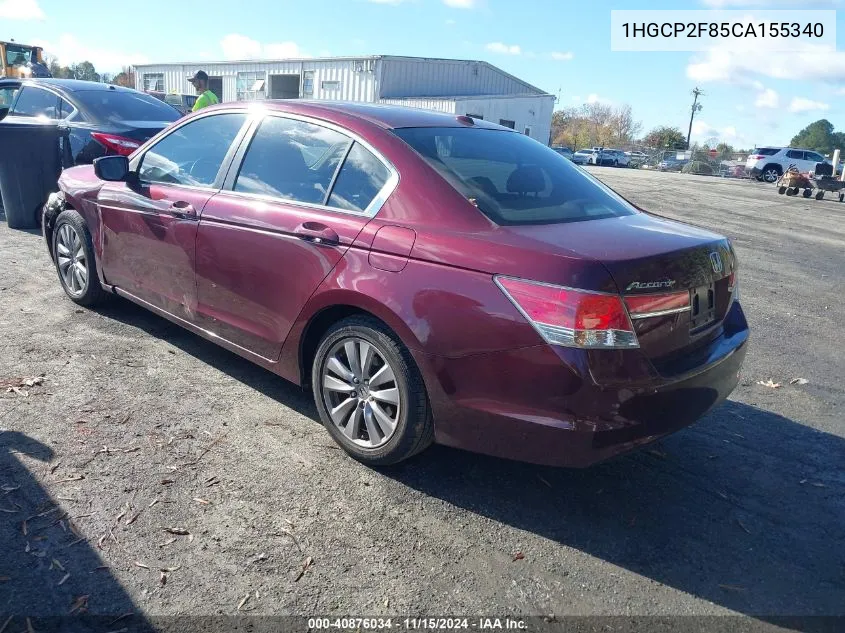 2012 Honda Accord 2.4 Ex-L VIN: 1HGCP2F85CA155340 Lot: 40876034