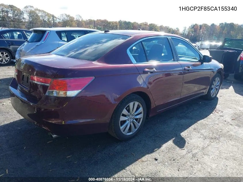 2012 Honda Accord 2.4 Ex-L VIN: 1HGCP2F85CA155340 Lot: 40876034