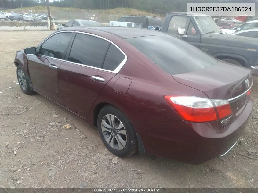 2013 Honda Accord Lx VIN: 1HGCR2F37DA186024 Lot: 39007736