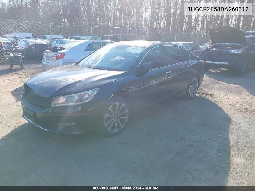 2013 Honda Accord Sport VIN: 1HGCR2F58DA260312 Lot: 39389843