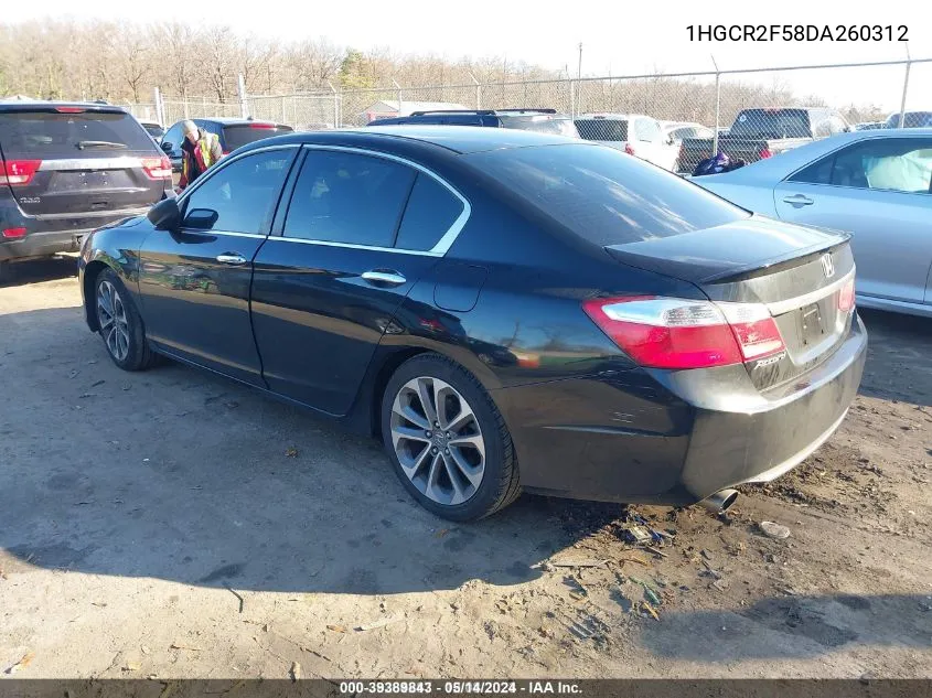 2013 Honda Accord Sport VIN: 1HGCR2F58DA260312 Lot: 39389843