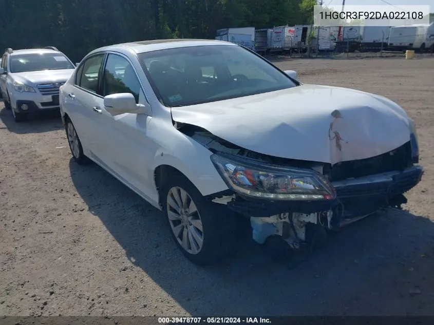 2013 Honda Accord Touring VIN: 1HGCR3F92DA022108 Lot: 39478707