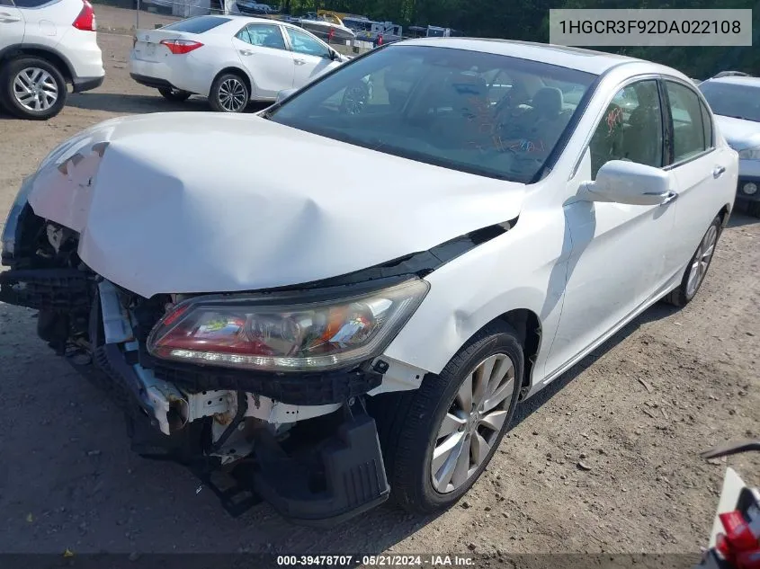 2013 Honda Accord Touring VIN: 1HGCR3F92DA022108 Lot: 39478707