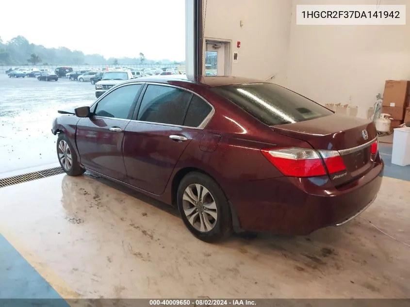 2013 Honda Accord Lx VIN: 1HGCR2F37DA141942 Lot: 40009650