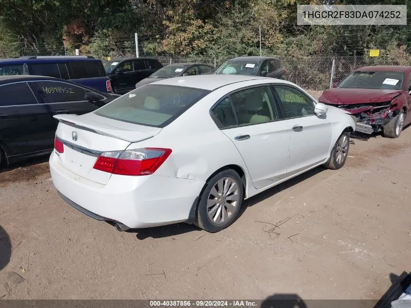 2013 Honda Accord Ex-L VIN: 1HGCR2F83DA074252 Lot: 40387856