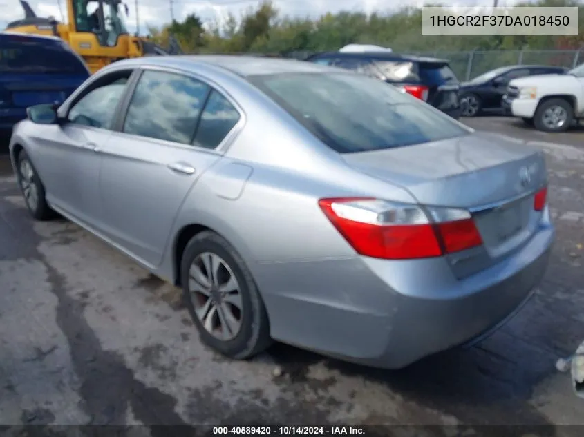 2013 Honda Accord Lx VIN: 1HGCR2F37DA018450 Lot: 40589420