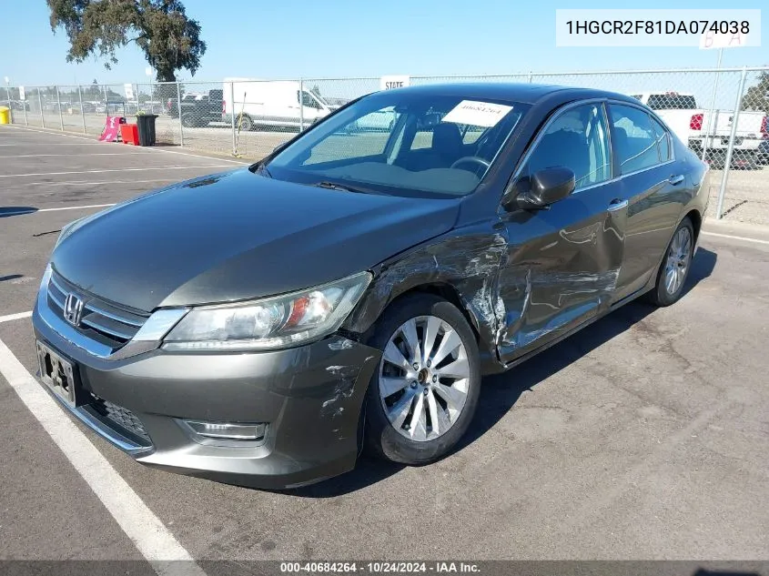 1HGCR2F81DA074038 2013 Honda Accord Ex-L