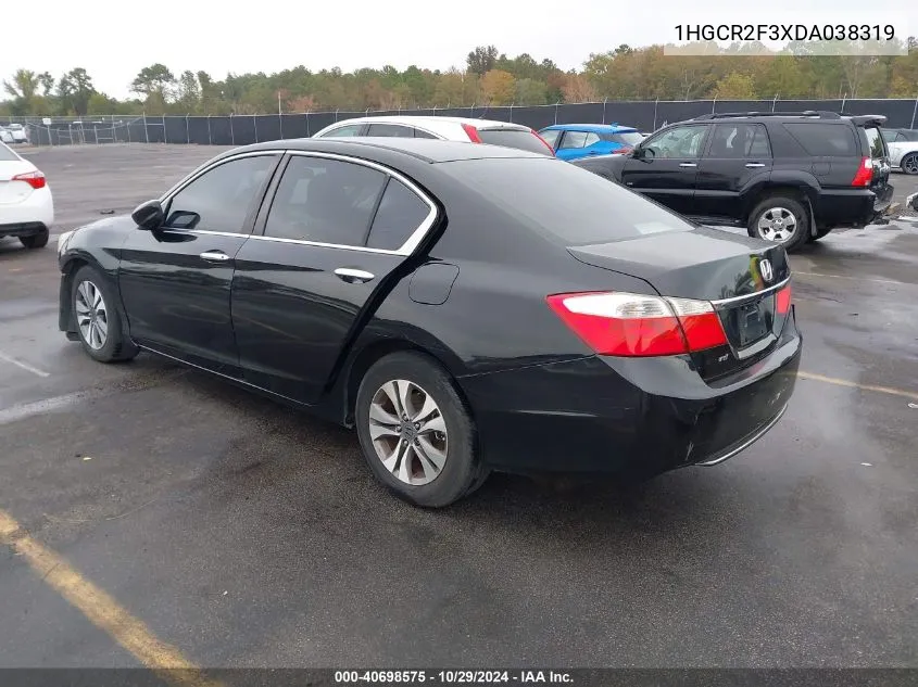 2013 Honda Accord Lx VIN: 1HGCR2F3XDA038319 Lot: 40698575