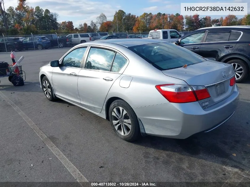 2013 Honda Accord Lx VIN: 1HGCR2F38DA142632 Lot: 40713502