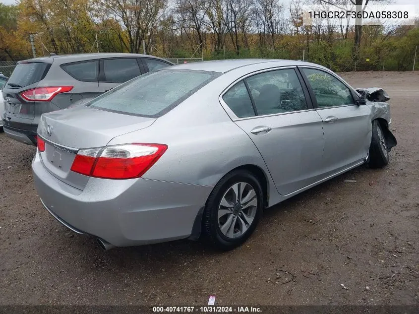 1HGCR2F36DA058308 2013 Honda Accord Lx