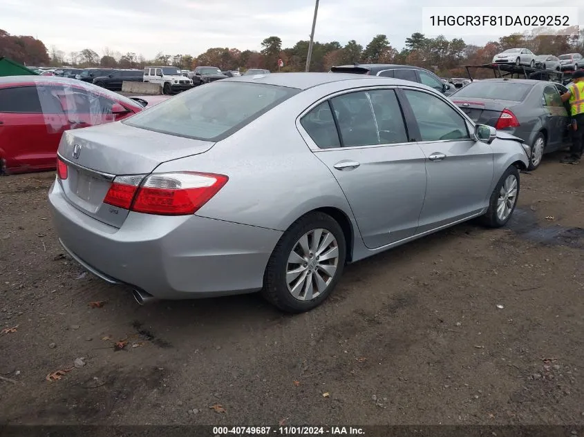 2013 Honda Accord Ex-L V-6 VIN: 1HGCR3F81DA029252 Lot: 40749687