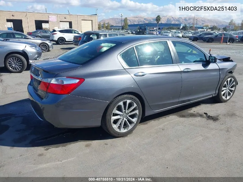 2013 Honda Accord Sport VIN: 1HGCR2F5XDA251403 Lot: 40755510