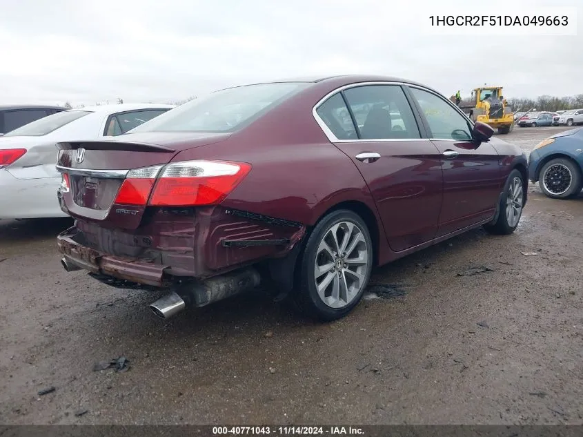 2013 Honda Accord Sport VIN: 1HGCR2F51DA049663 Lot: 40771043