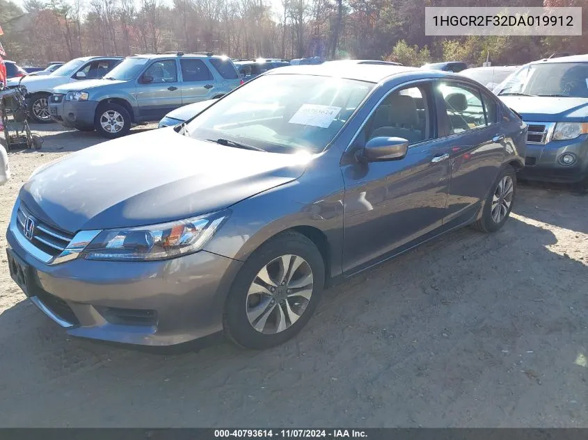 2013 Honda Accord Lx VIN: 1HGCR2F32DA019912 Lot: 40793614