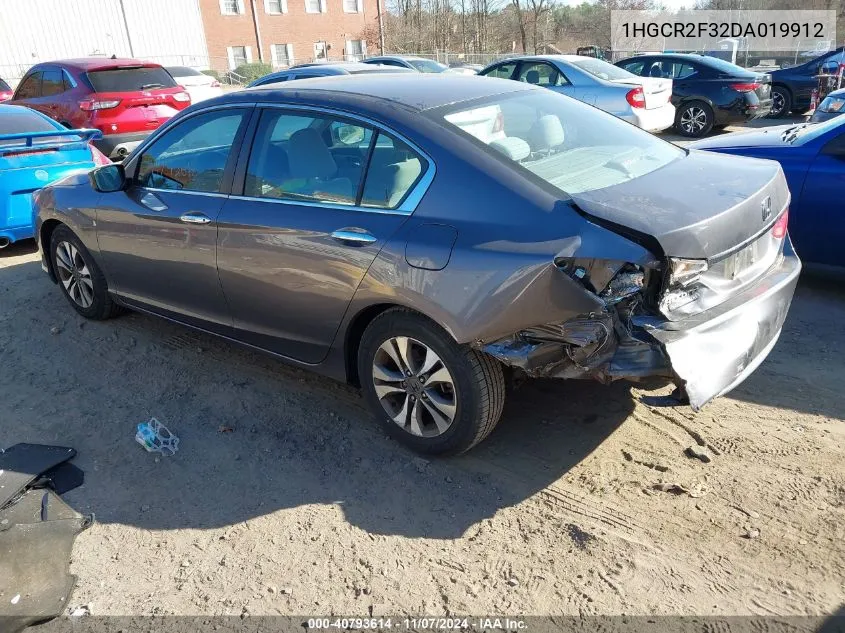 2013 Honda Accord Lx VIN: 1HGCR2F32DA019912 Lot: 40793614