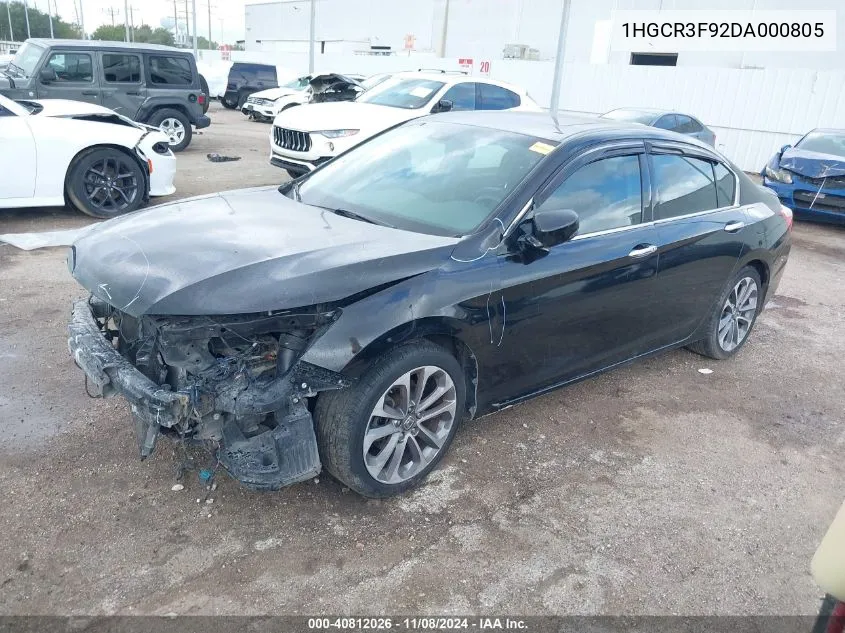 2013 Honda Accord Touring VIN: 1HGCR3F92DA000805 Lot: 40812026