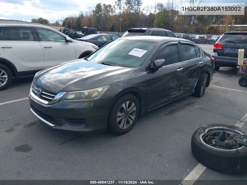 2013 Honda Accord Lx VIN: 1HGCR2F38DA153002 Lot: 40841237