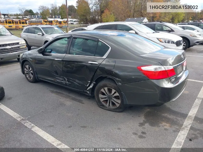 2013 Honda Accord Lx VIN: 1HGCR2F38DA153002 Lot: 40841237