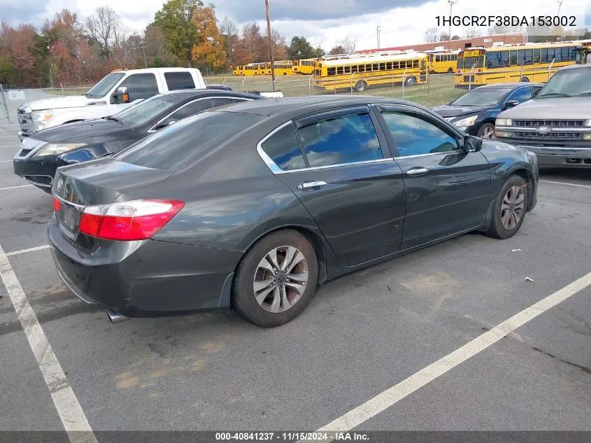 2013 Honda Accord Lx VIN: 1HGCR2F38DA153002 Lot: 40841237