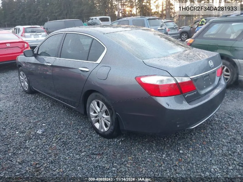 2013 Honda Accord Lx VIN: 1HGCR2F34DA281933 Lot: 40859243