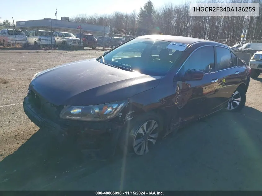 2013 Honda Accord Lx VIN: 1HGCR2F34DA136259 Lot: 40865095