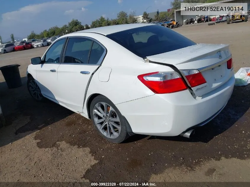 1HGCR2F52EA190114 2014 Honda Accord Sport