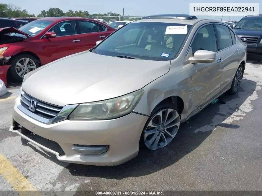 2014 Honda Accord Ex-L V-6 VIN: 1HGCR3F89EA022941 Lot: 40009731