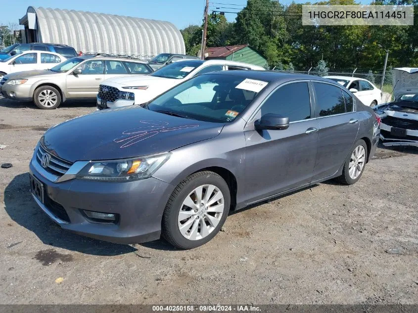 1HGCR2F80EA114451 2014 Honda Accord Ex-L