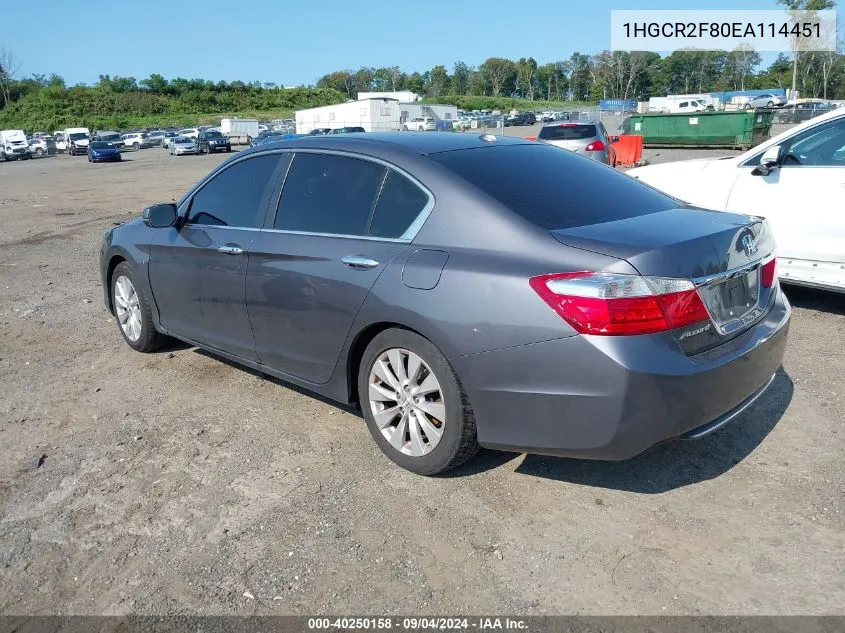 1HGCR2F80EA114451 2014 Honda Accord Ex-L