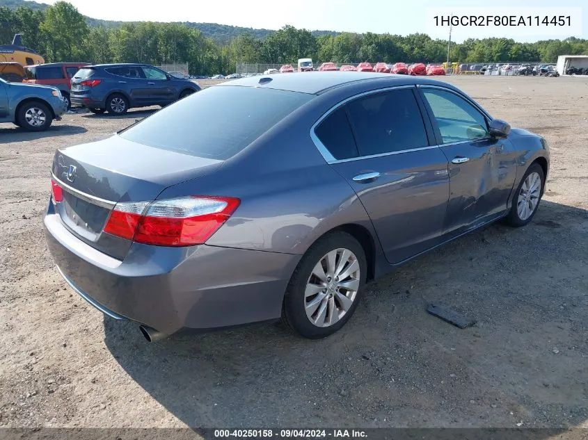 1HGCR2F80EA114451 2014 Honda Accord Ex-L