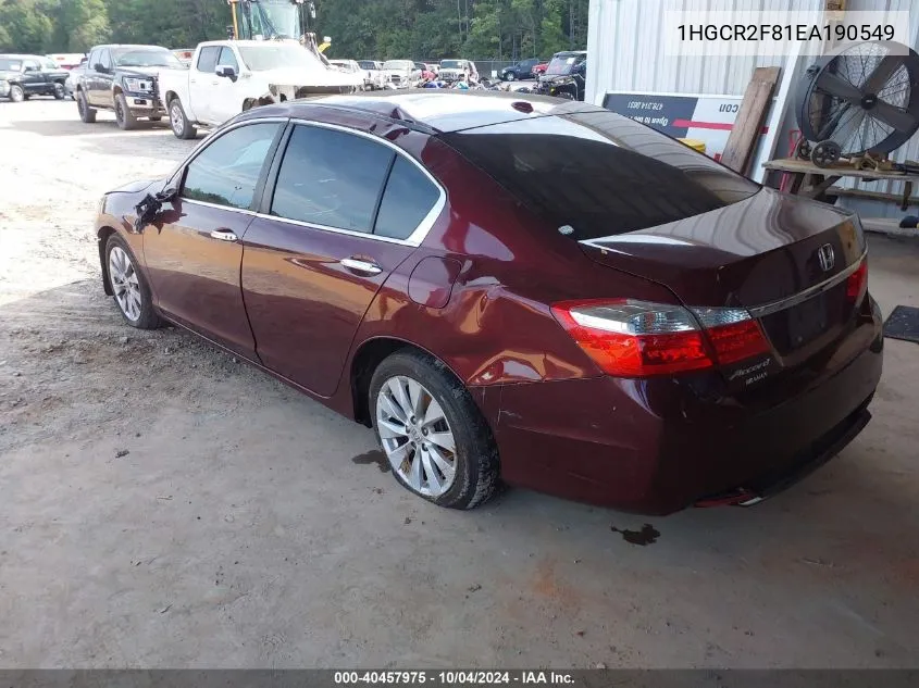 1HGCR2F81EA190549 2014 Honda Accord Ex-L